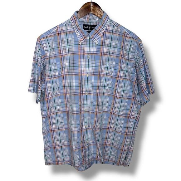 Blue Polo Ralph Lauren Bob Camp S/S Button Down Shirt M - Picture 1 of 9